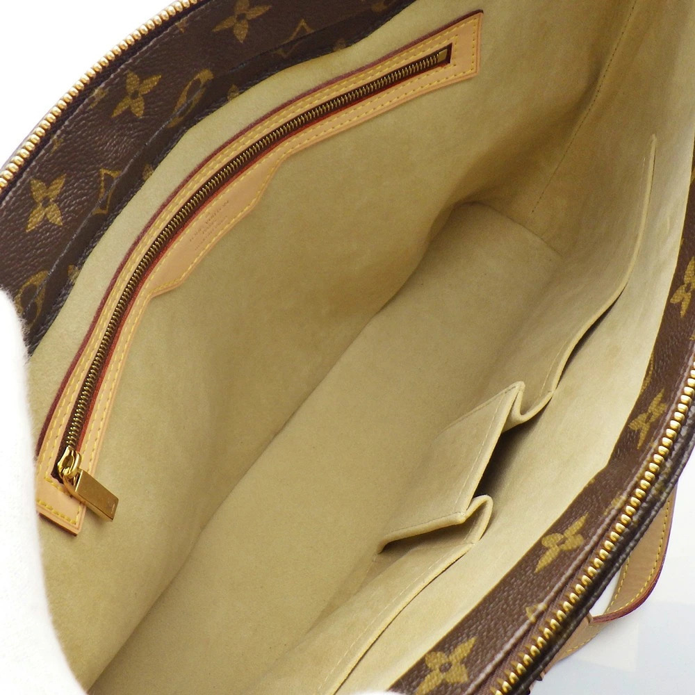 LOUIS VUITTON Luco Monogram Tote Bag Shoulder x Leather Brown